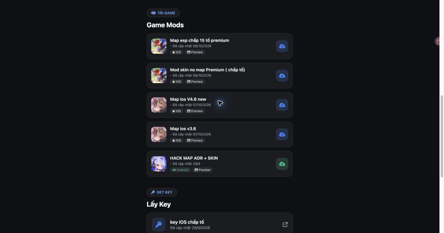 Lower Game Mods and Lấy Key view