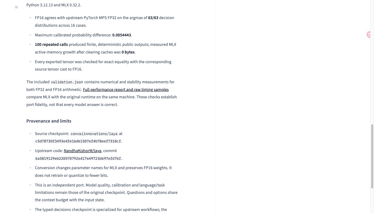 laya mlx provenance and limits