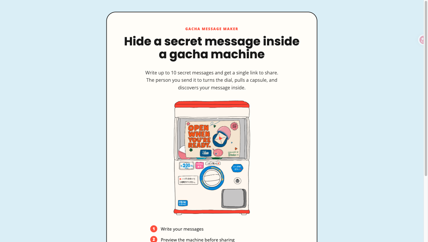 gacha message vercel app