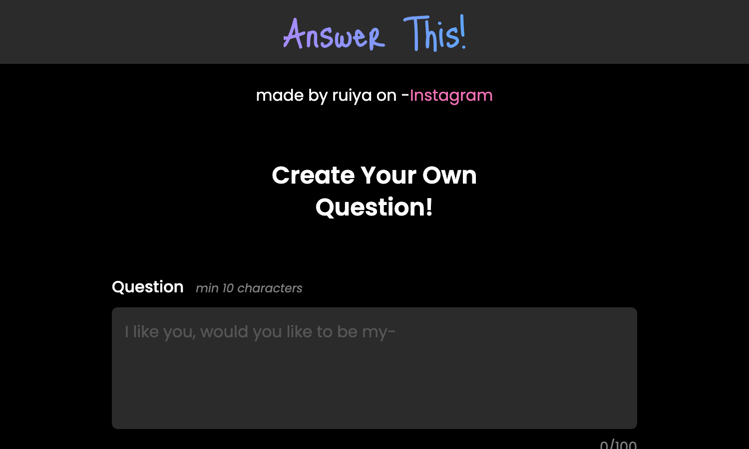 Answer This Vercel App