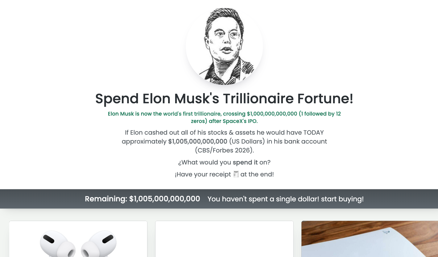 spend elon fortune netlify app